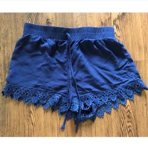 Forever 21 Ambiance Apparel Lace Trim Shorts Blue